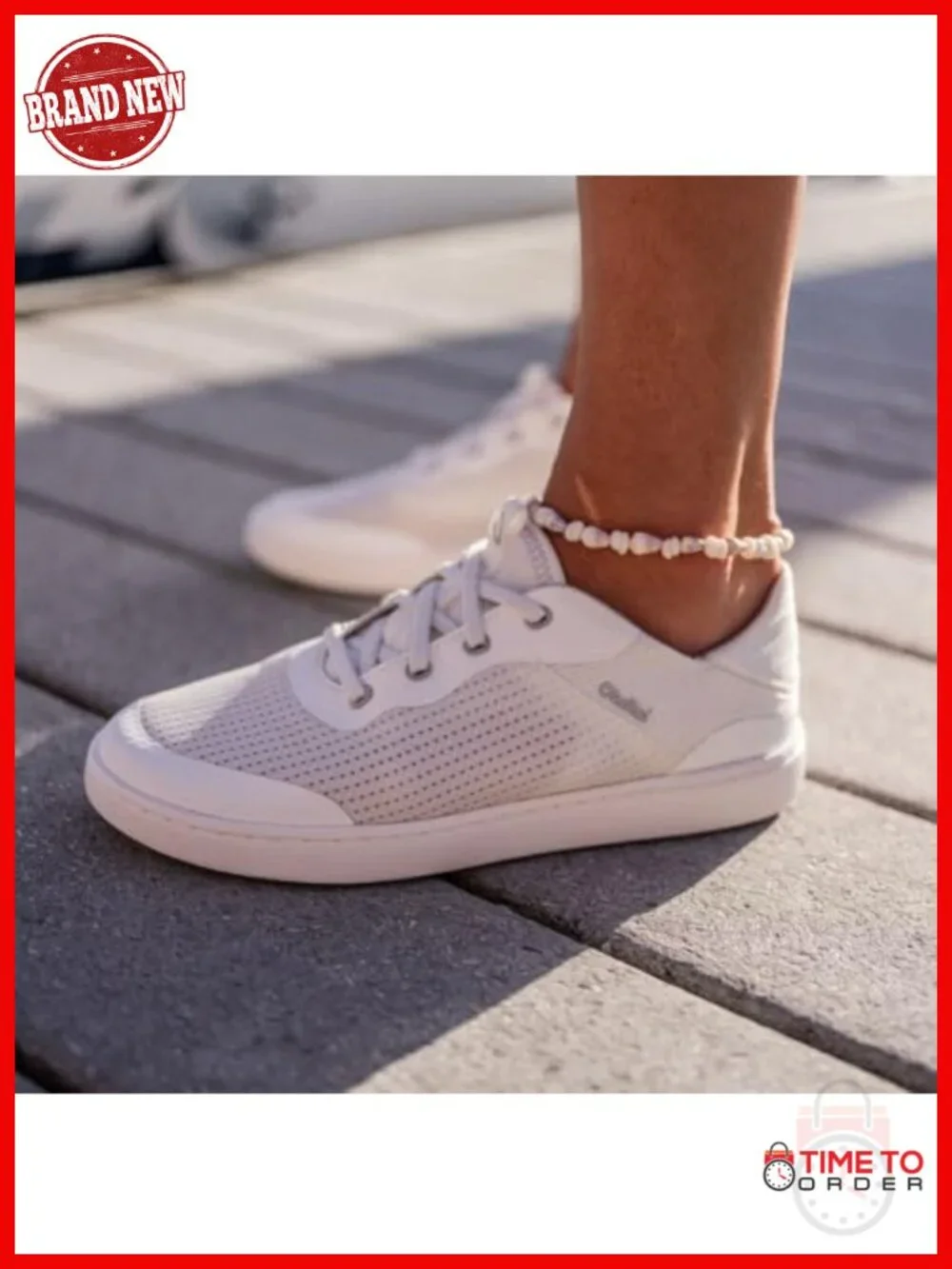 Waterproof Leather Athletic Sneakers with Drop-In Heel, Supportive Lace-Up Shoes